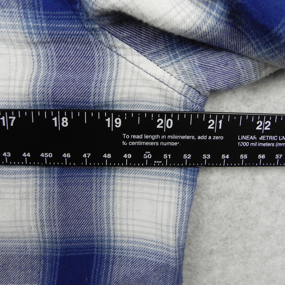 Boston Traders Flannel Shirt Top Womens Medium Button Up Blue Plaid Long Sleeve - Picture 6 of 10